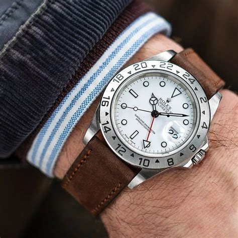 rolex 16570 leather strap wrist|rolex explorer ii straps.